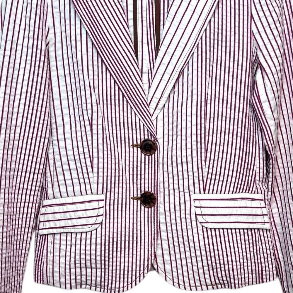 CAbi the Captain’s Jacket Striped Seersucker Blazer in Red & White Women’s Sz. 4 - Picture 2 of 10